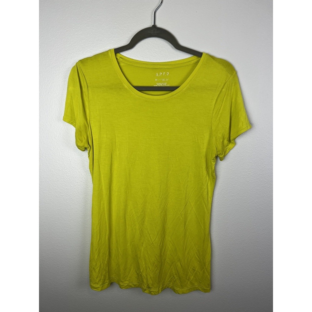 APT 9 Short Sleeve Top Women's Essential Tee Lime Green Sz Medium M